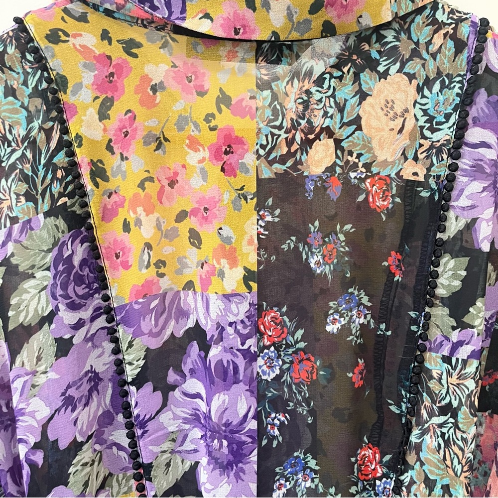 ZARA Amelia Patchwork Floral Button Front Tie Dre… - image 13